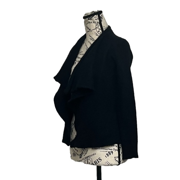 100% Cashmere Waterfall Open Cardigan Sweater Womens Black XS Goth Grunge Preppy - Picture 2 of 8